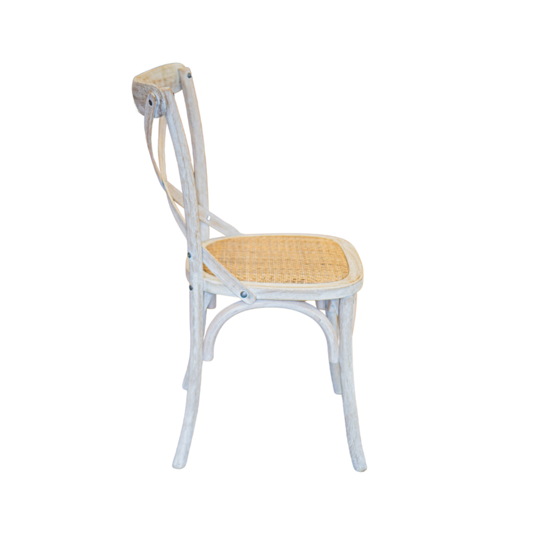 Marco Oak White Washed Wooden Cross Chair with Rattan Seat image 1
